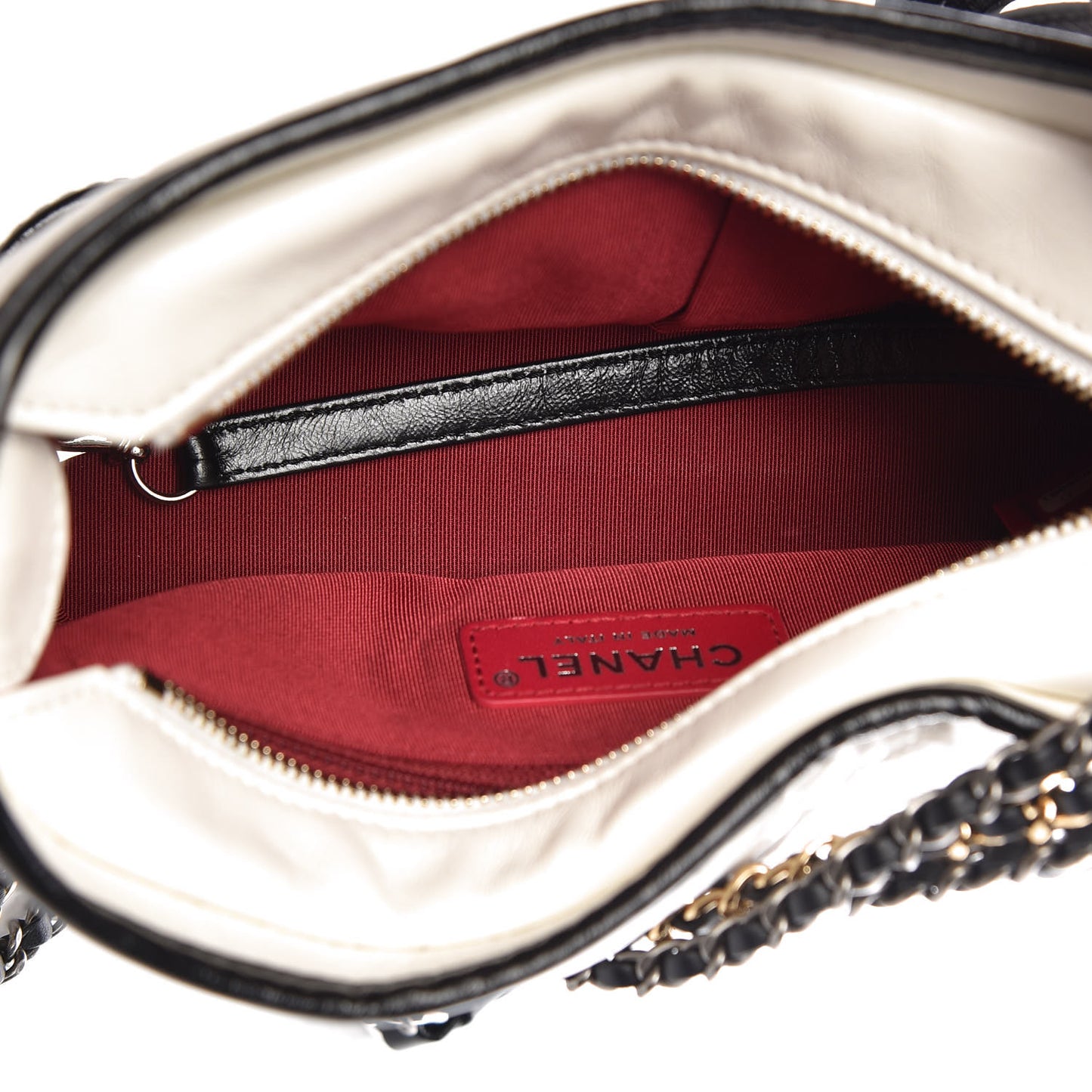 Aged Calfskin Quilted Small Gabrielle Hobo Black White