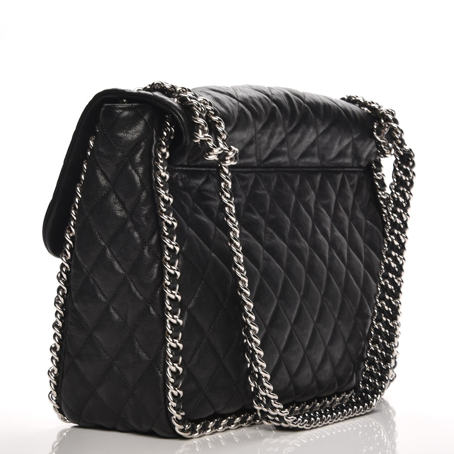 Chanel Washed Lambskin Quilted Maxi Chain Around Flap Black 3 of 8