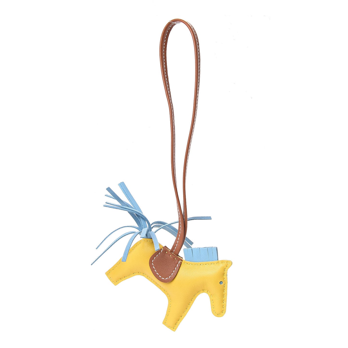 Milo Lambskin Grigri Rodeo Horse Bag Charm PM Jaune de Naples Celeste Gold