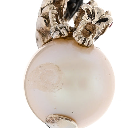 John Hardy Sterling Silver Pearl Black Sapphire Ruby Naga Drop Earrings 5 of 5