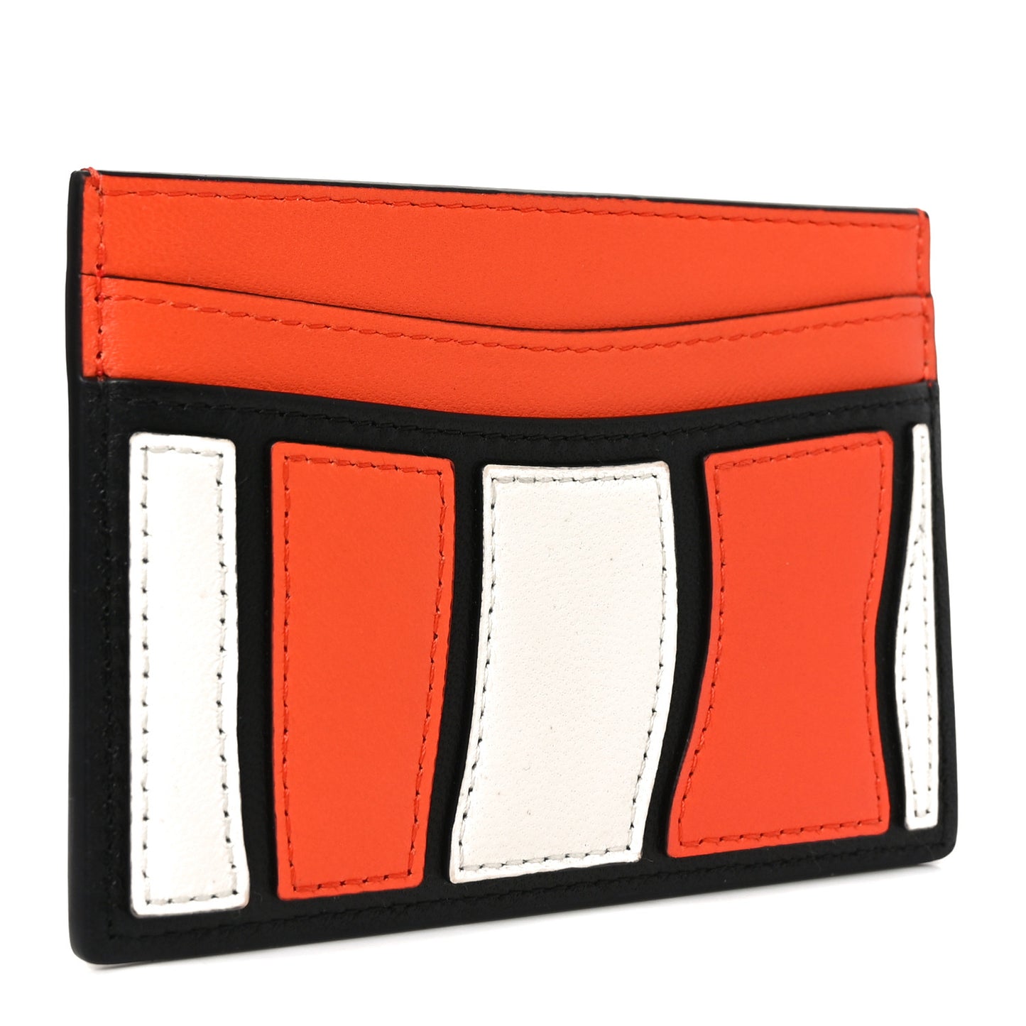 Calfskin Coco Beach Card Holder Orange White Black
