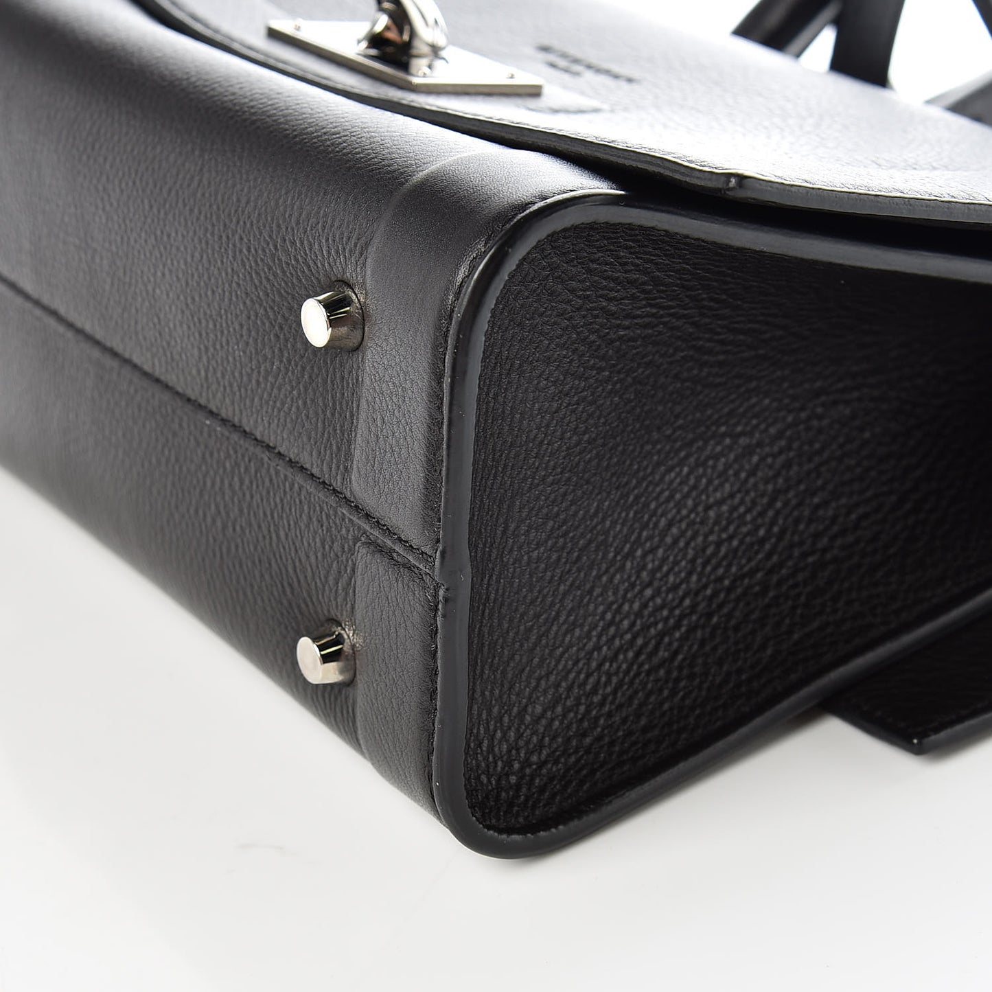 Grained Calfskin Mini Shark Lock Satchel Black