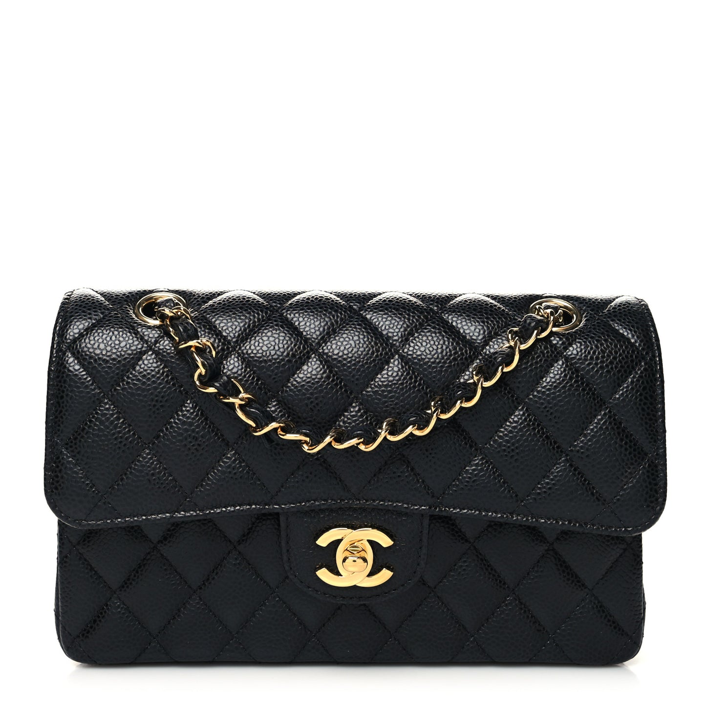 Caviar Quilted Small Double Flap Black