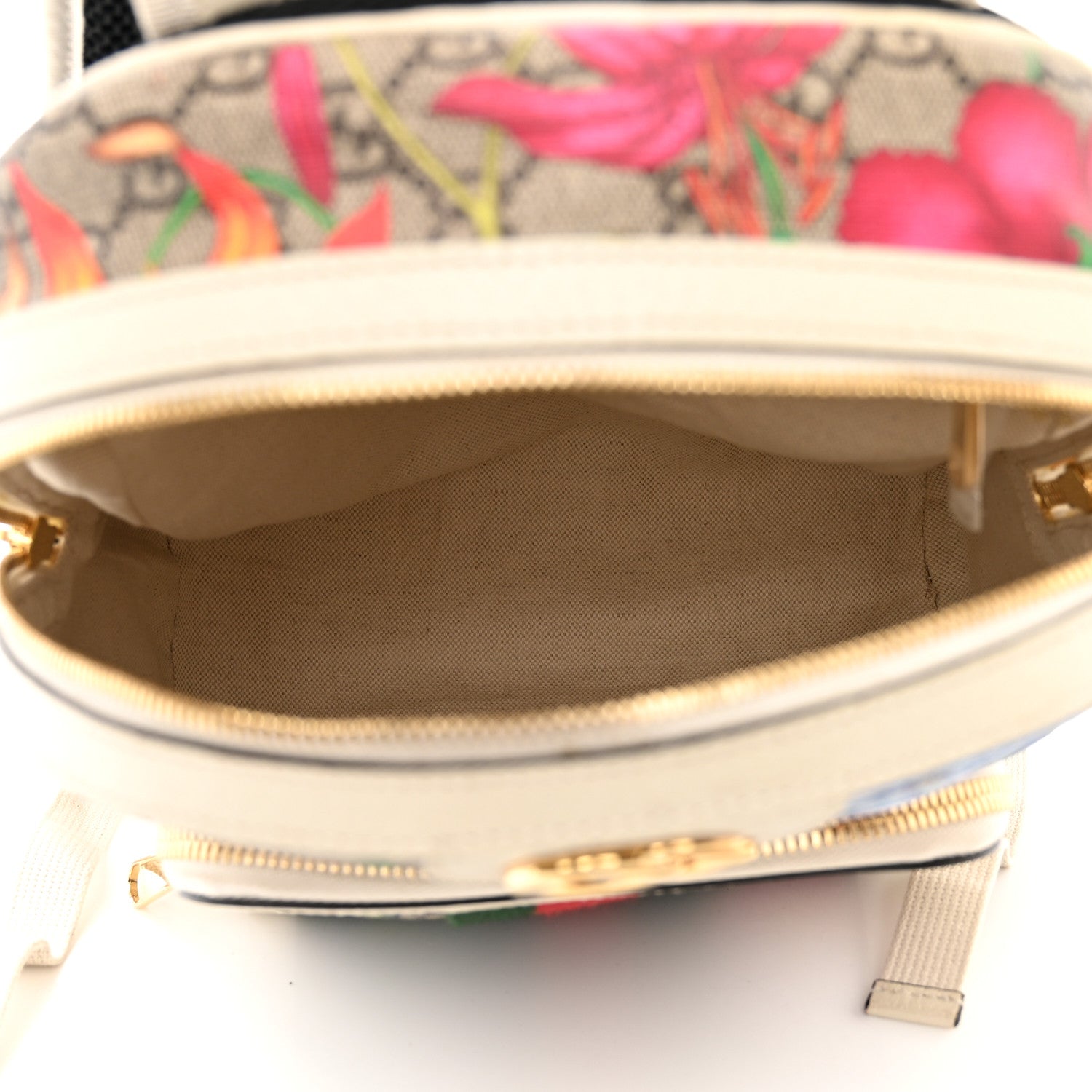 Gucci GG Supreme Monogram Flora Web Small Ophidia Day Backpack White 5 of 11
