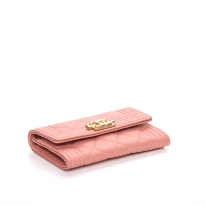 Chanel Caviar Quilted Boy Card Holder Wallet Light Pink 4 of 9