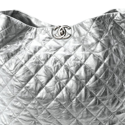 Chanel Metallic Crackled Calfskin Quilted Large Big Bang Hobo Silver 8 of 10
