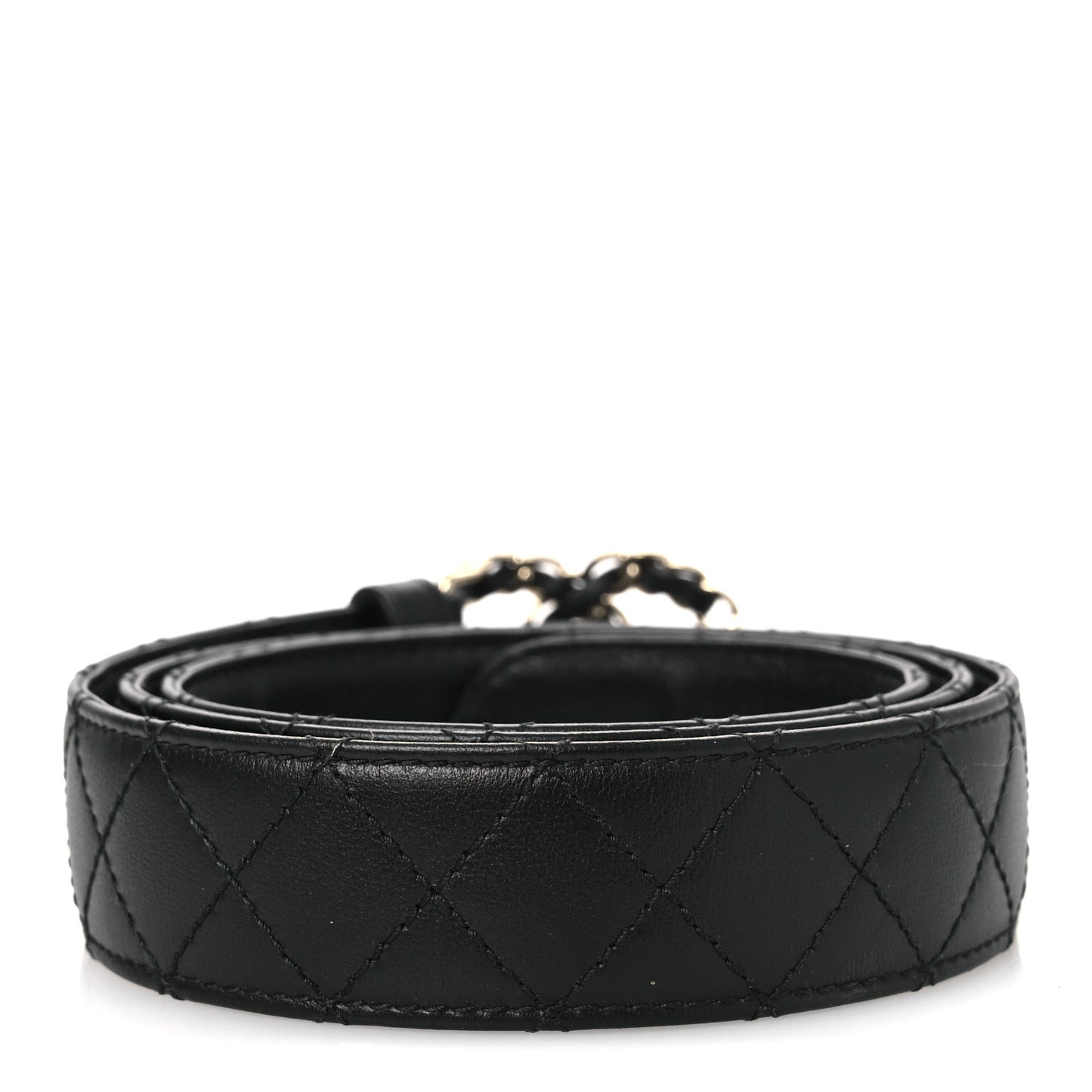 Lambskin Quilted CC Chain Belt 95 38 Black