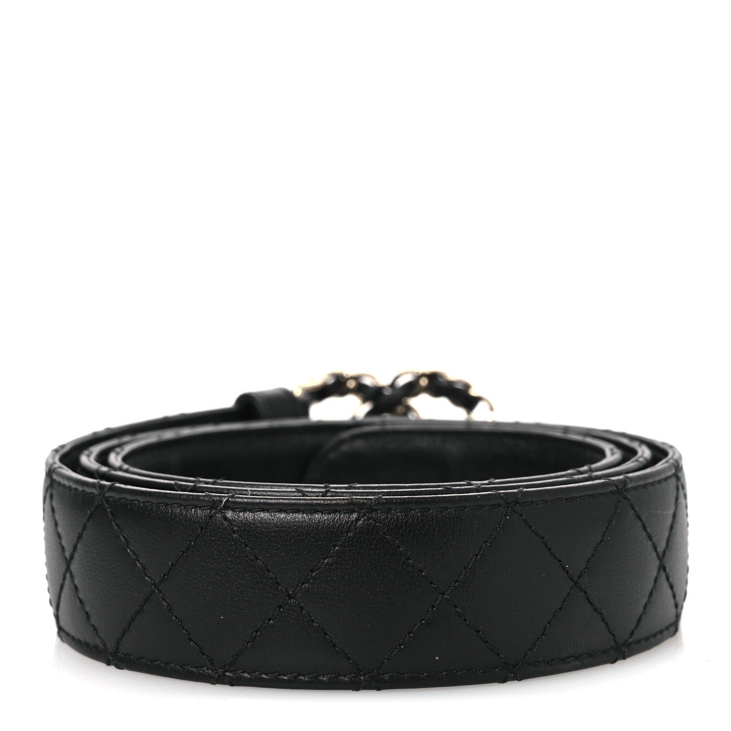 Chanel Lambskin Quilted CC Chain Belt 95 38 Black 2 of 7