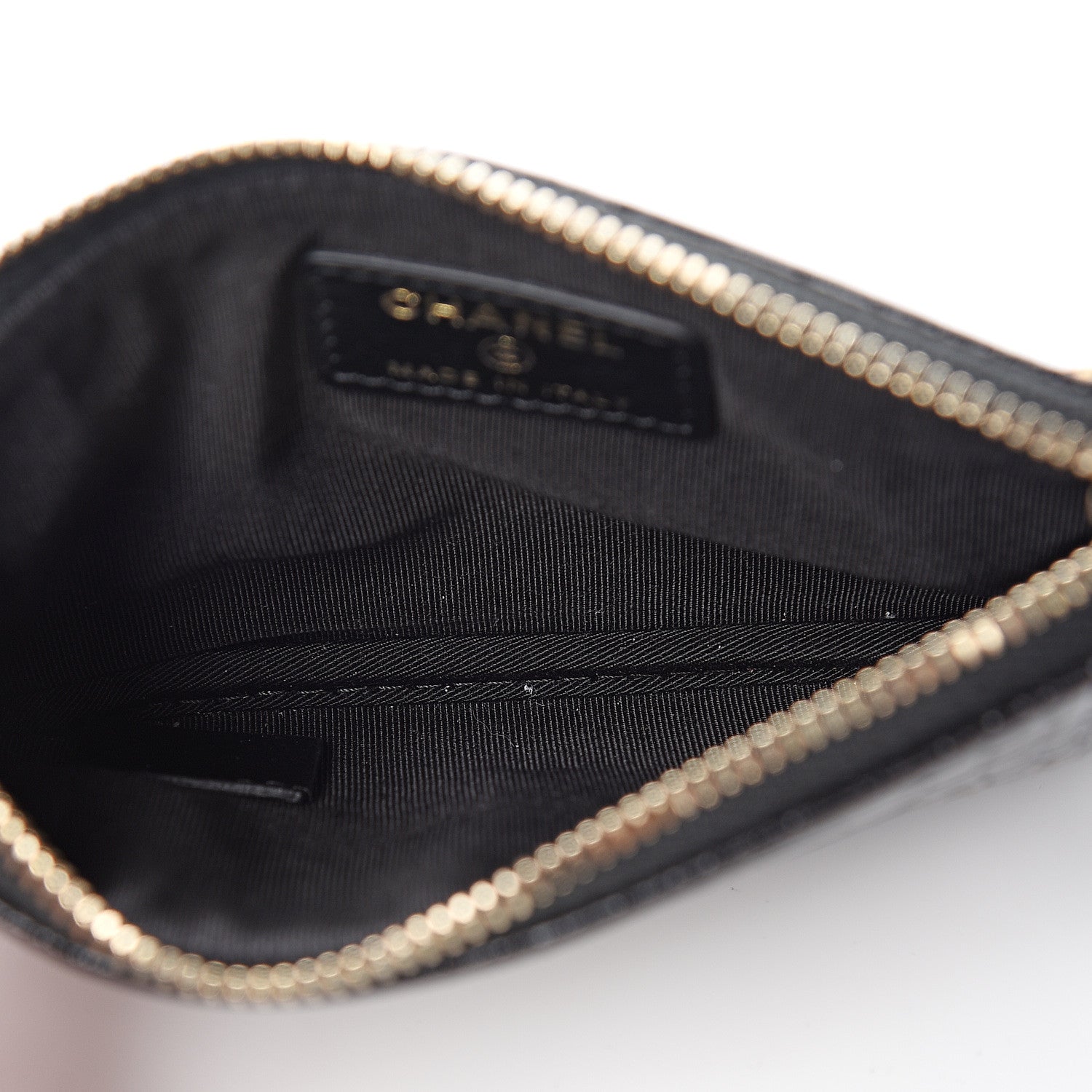 Chanel Calfskin Crocodile Embossed Cocodile Cosmetic Case Black Gold 4 of 7