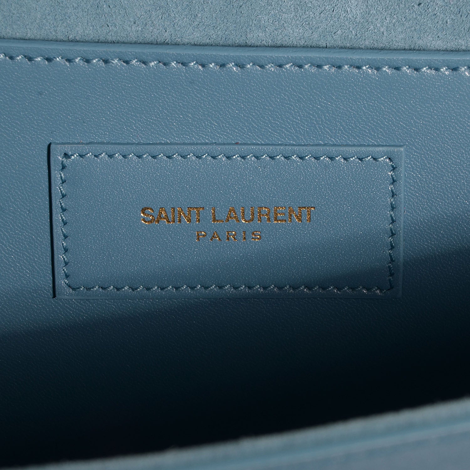 Saint Laurent Calfskin Classic Monogram Clutch Ice Blue 6 of 8