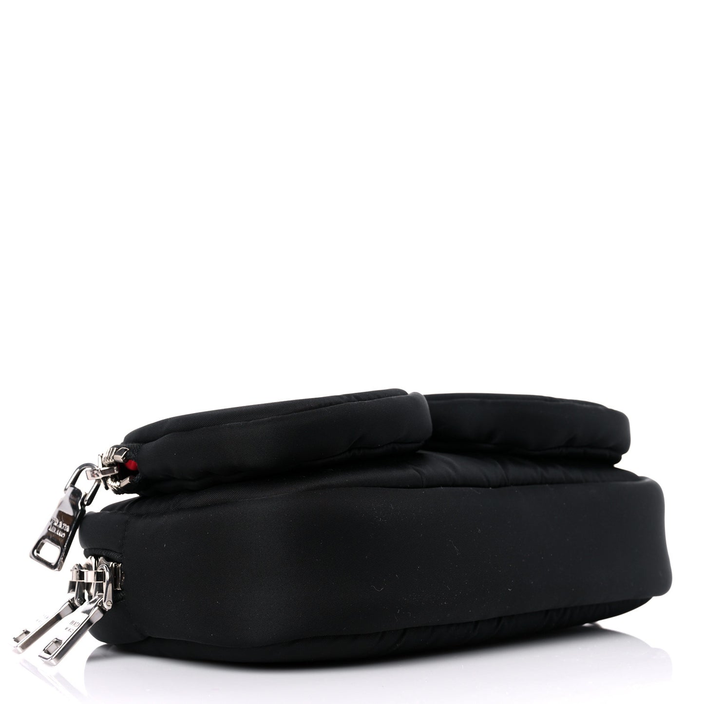 Tessuto Nylon Double Pocket Wristlet Pouch Black Fuoco