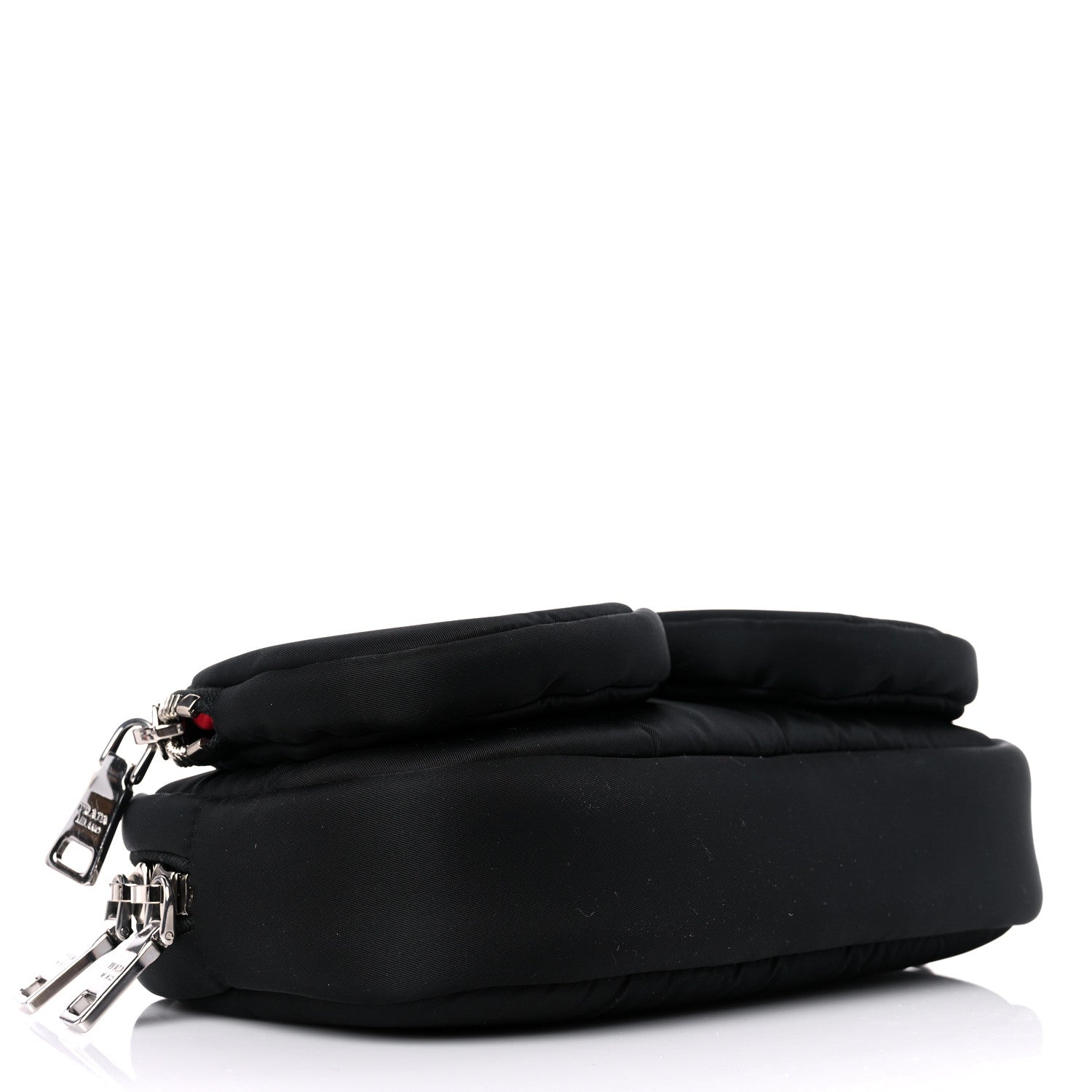 Prada Tessuto Nylon Double Pocket Wristlet Pouch Black Fuoco 3 of 7