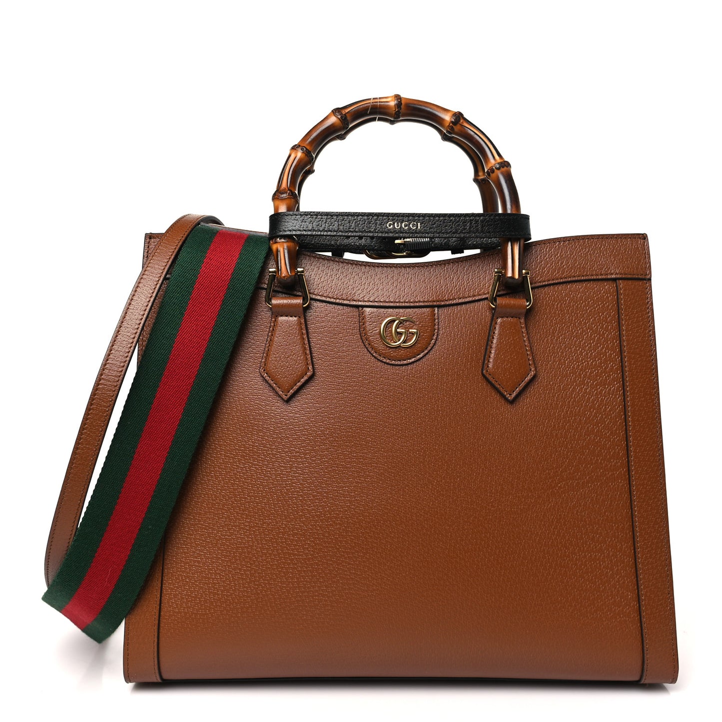 Textured Dollar Calfskin Medium Diana Tote Bag Cuir Black