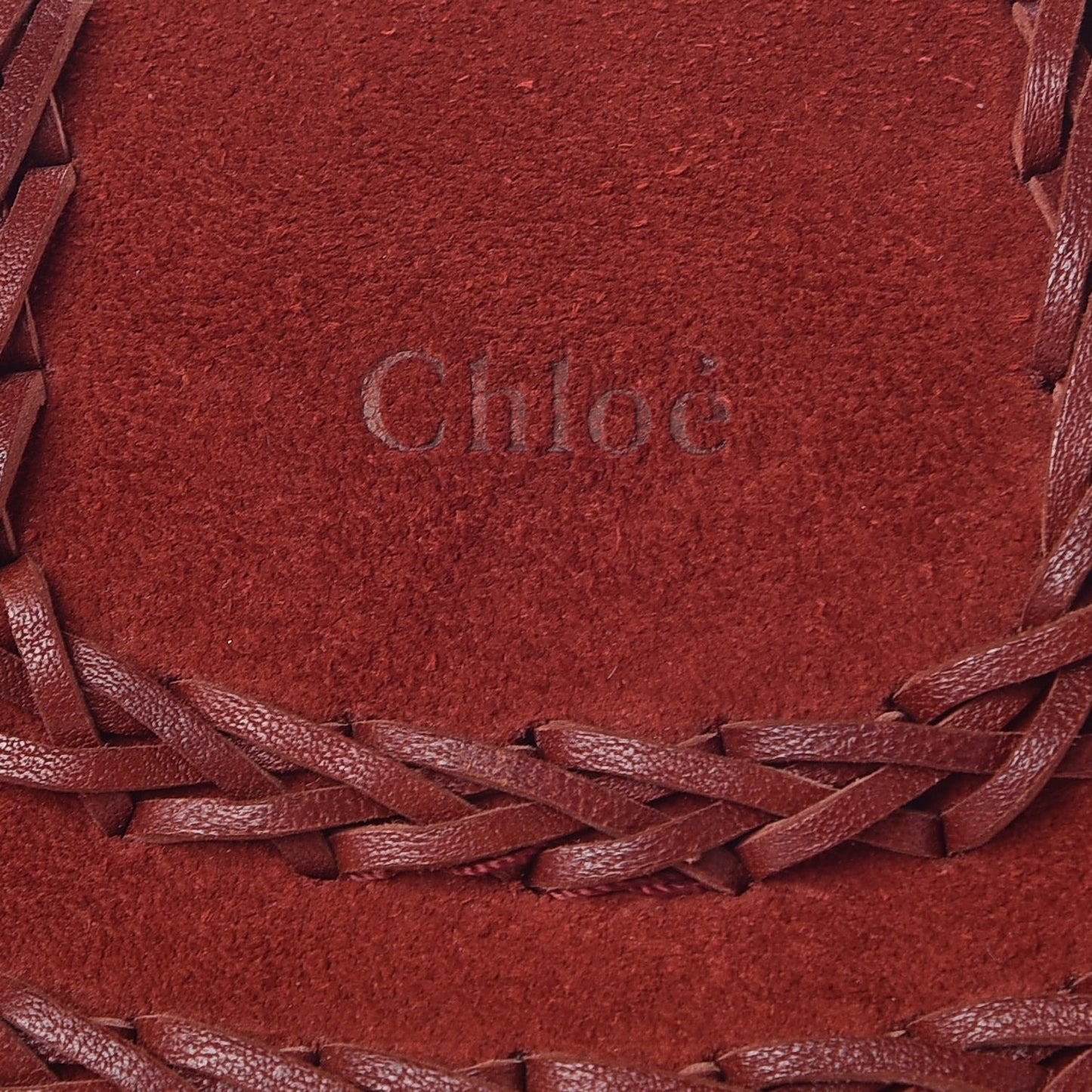 Suede Calfskin Braided Mini Hudson Shoulder Bag Sienna Red