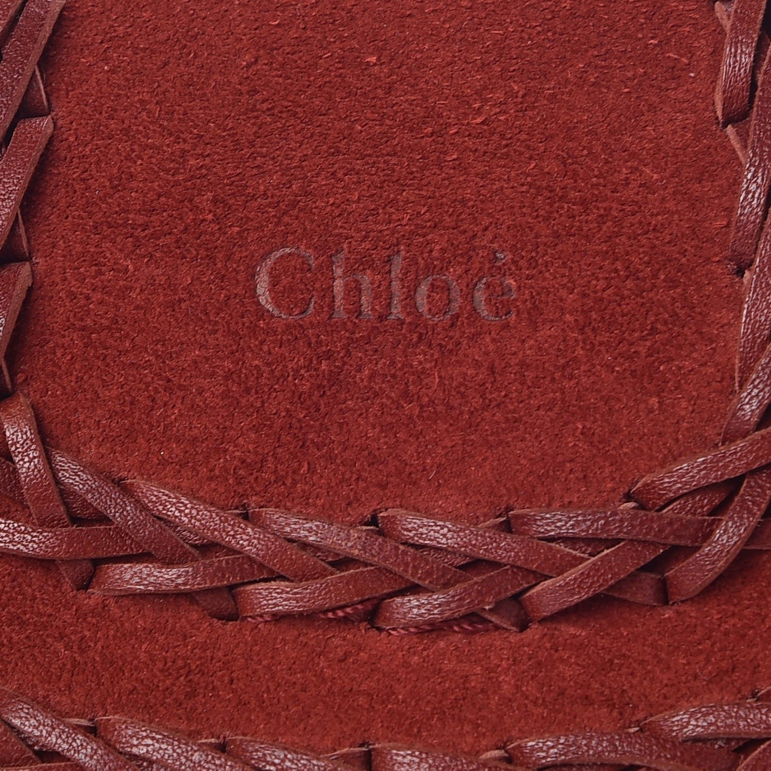 Chloe Suede Calfskin Braided Mini Hudson Shoulder Bag Sienna Red 8 of 8