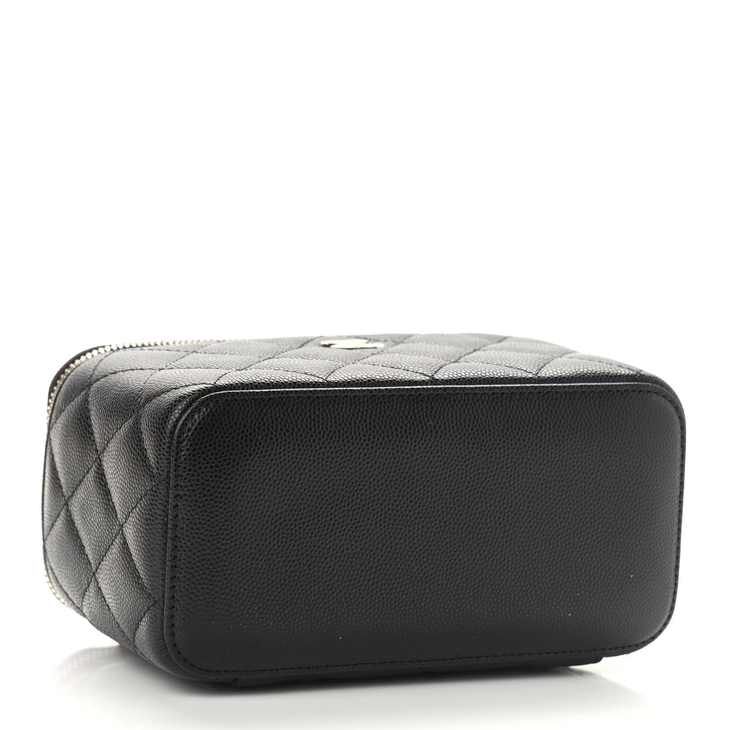 Caviar Quilted Small Vanity Case With Chain Black