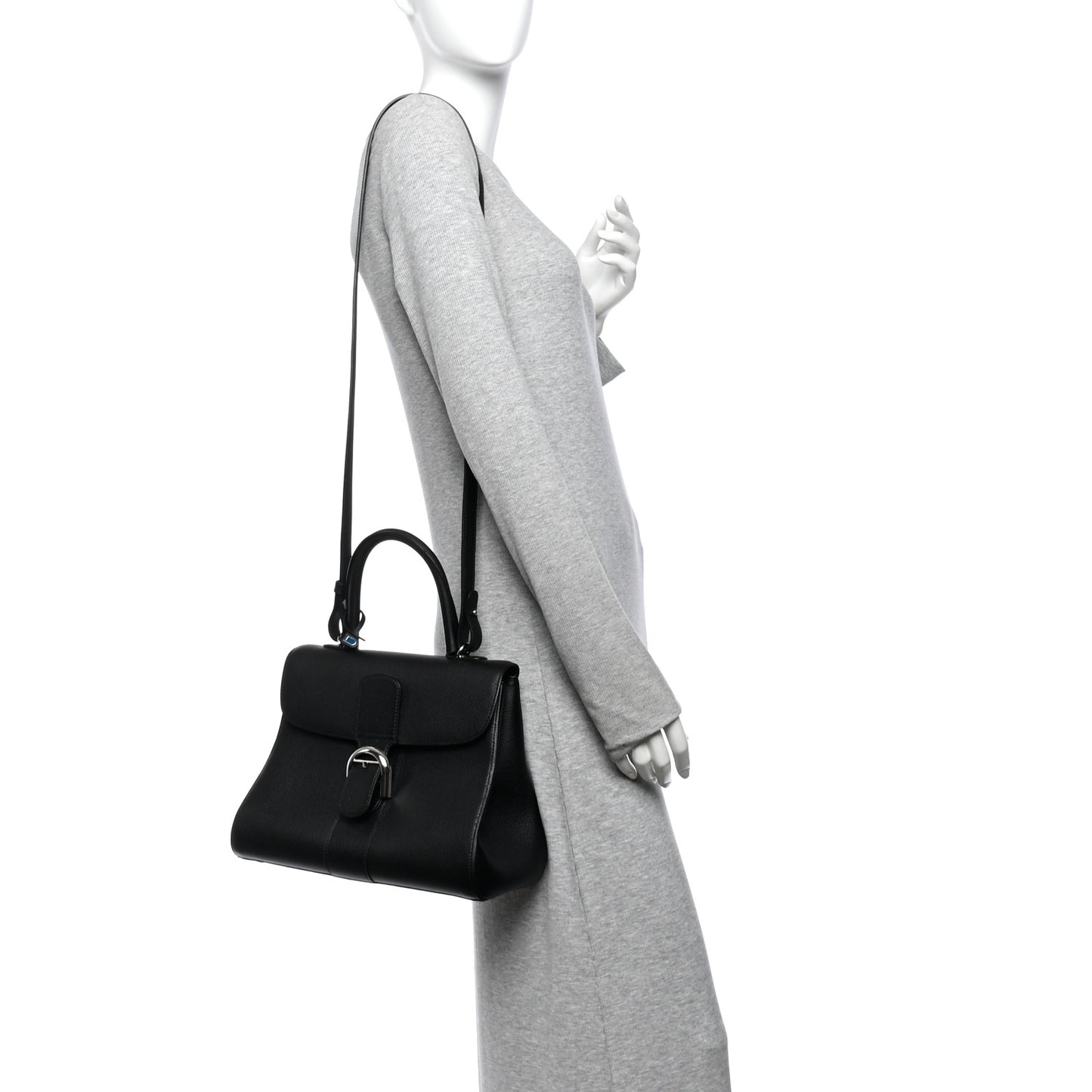 Grained Calfskin MM Brillant Satchel Black