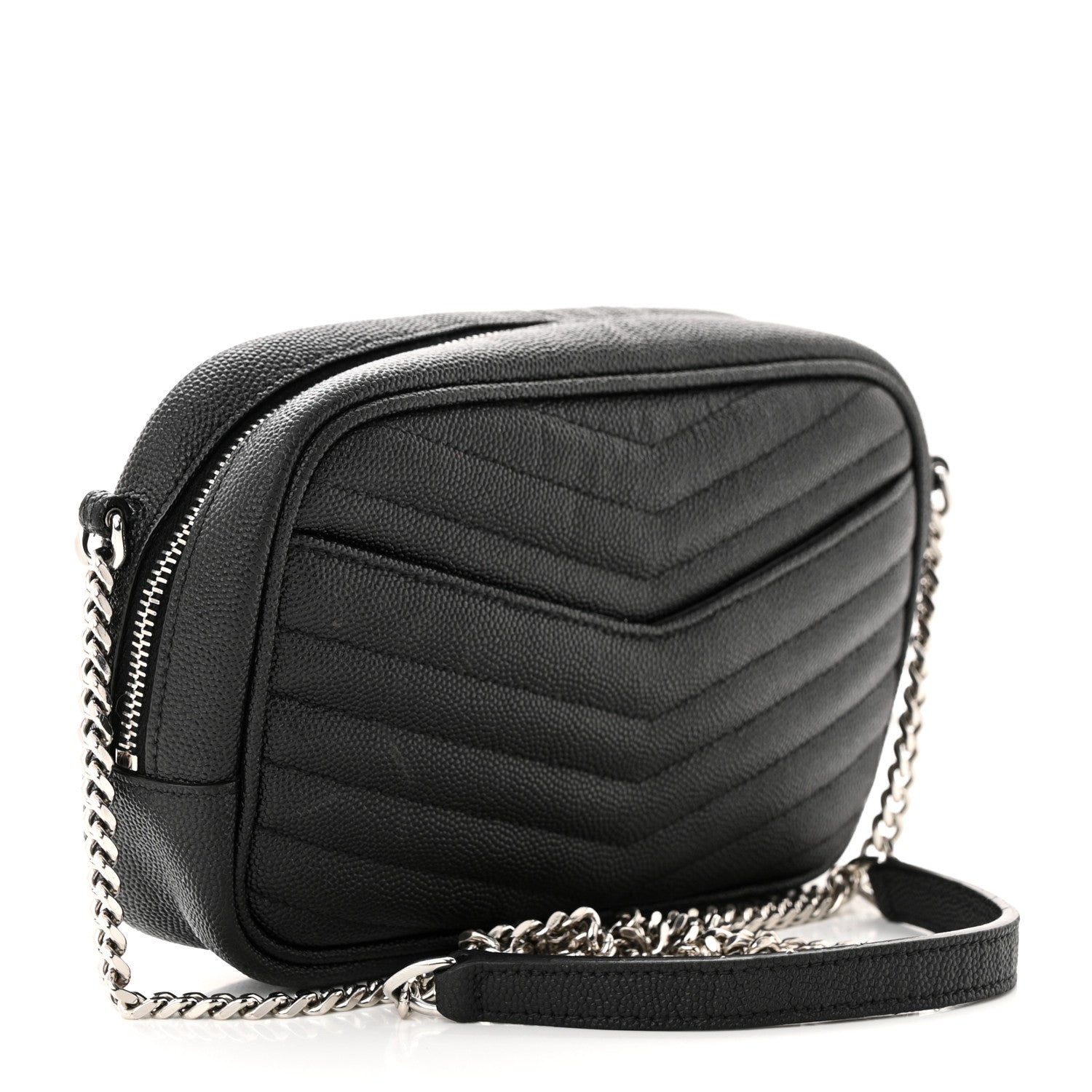 Saint Laurent Grain De Poudre Matelasse Monogram Mini Lou Camera Bag Black 3 of 11