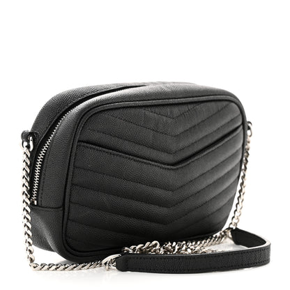 Saint Laurent Grain De Poudre Matelasse Monogram Mini Lou Camera Bag Black 3 of 11