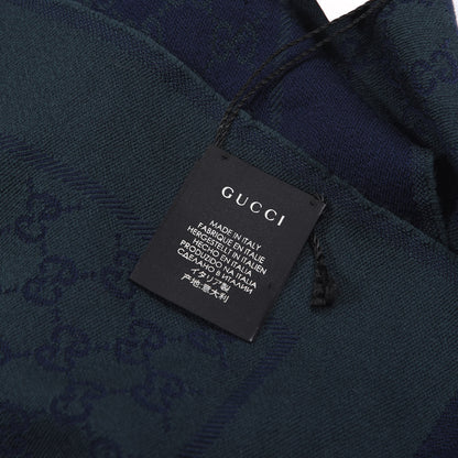 Gucci Wool Jacquard GG Monogram Stenix Scarf Green Blue 4 of 4