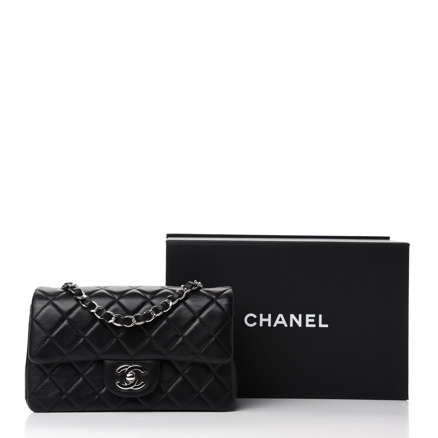 Lambskin Quilted Mini Rectangular Flap Black