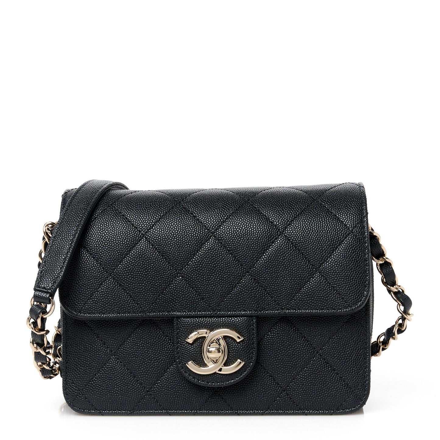 Caviar Quilted Like A Wallet Flap Black