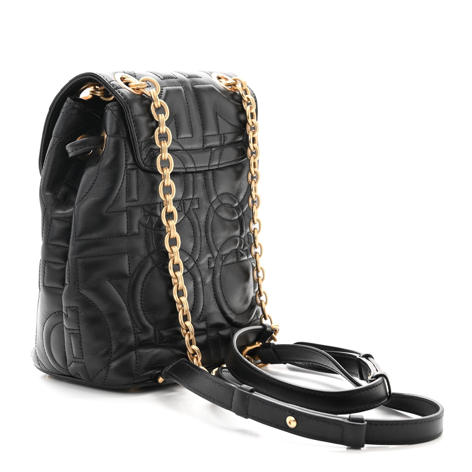 Salvatore Ferragamo Calfskin Quilted Gancini Backpack Black 3 of 10