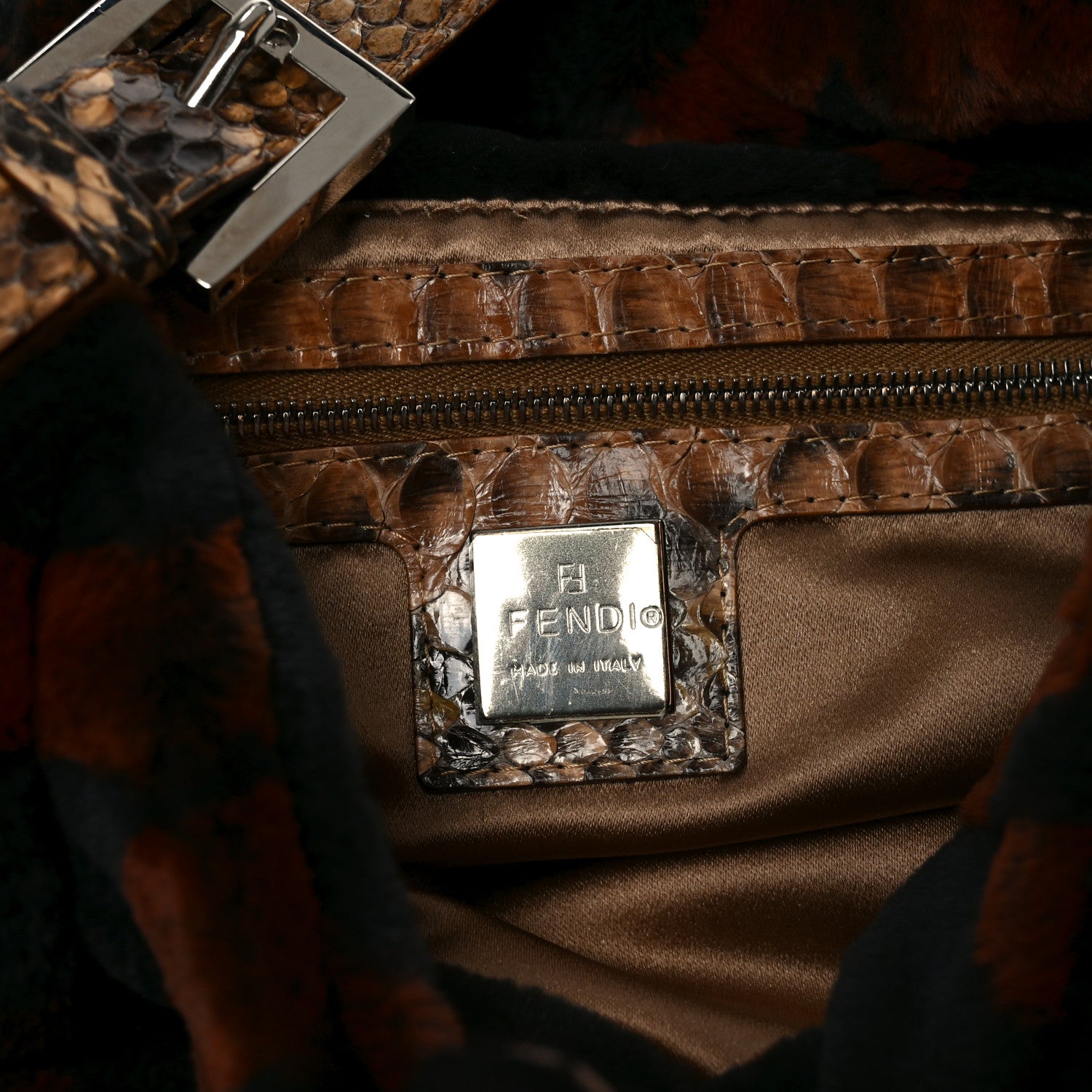 Fendi Mink Snakeskin Chevron Mama Baguette 6 of 11