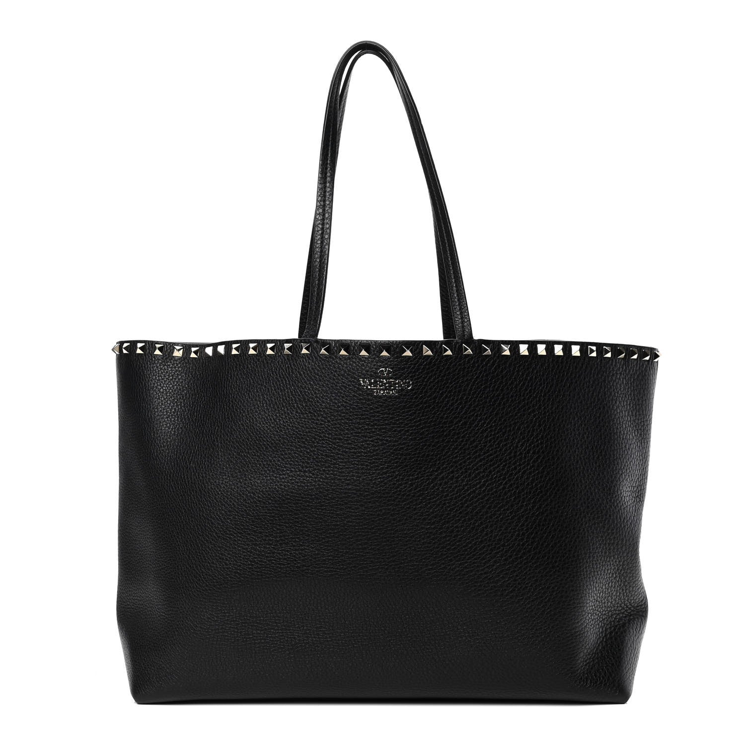 Valentino Garavani Grained Calfskin Rockstud Shoulder Tote Black 1 of 4