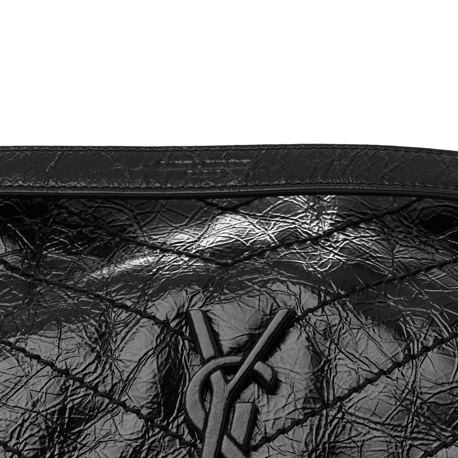 Saint Laurent Crinkled Calfskin Matelasse Monogram Medium Niki Chain Satchel Black 8 of 10