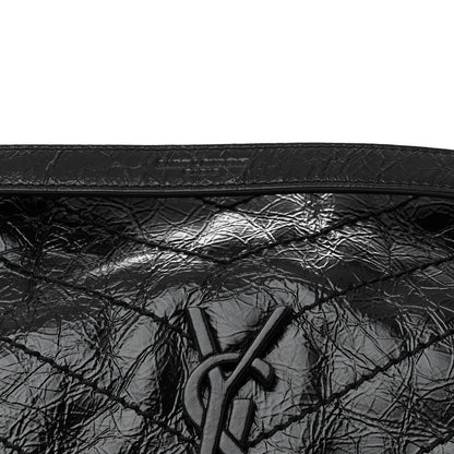 Saint Laurent Crinkled Calfskin Matelasse Monogram Medium Niki Chain Satchel Black 8 of 10