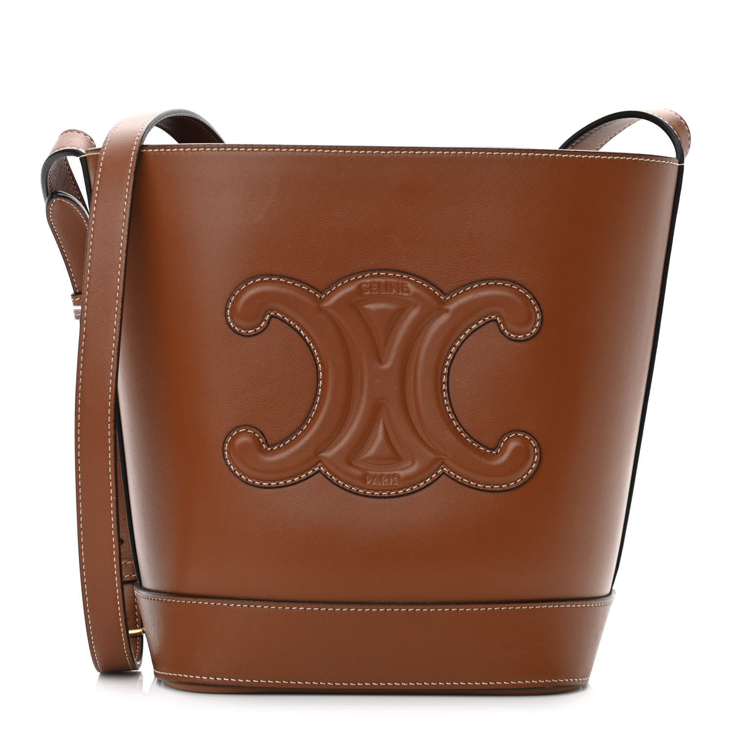 Celine Smooth Calfskin Small Cuir Triomphe Bucket Bag Tan 1 of 10