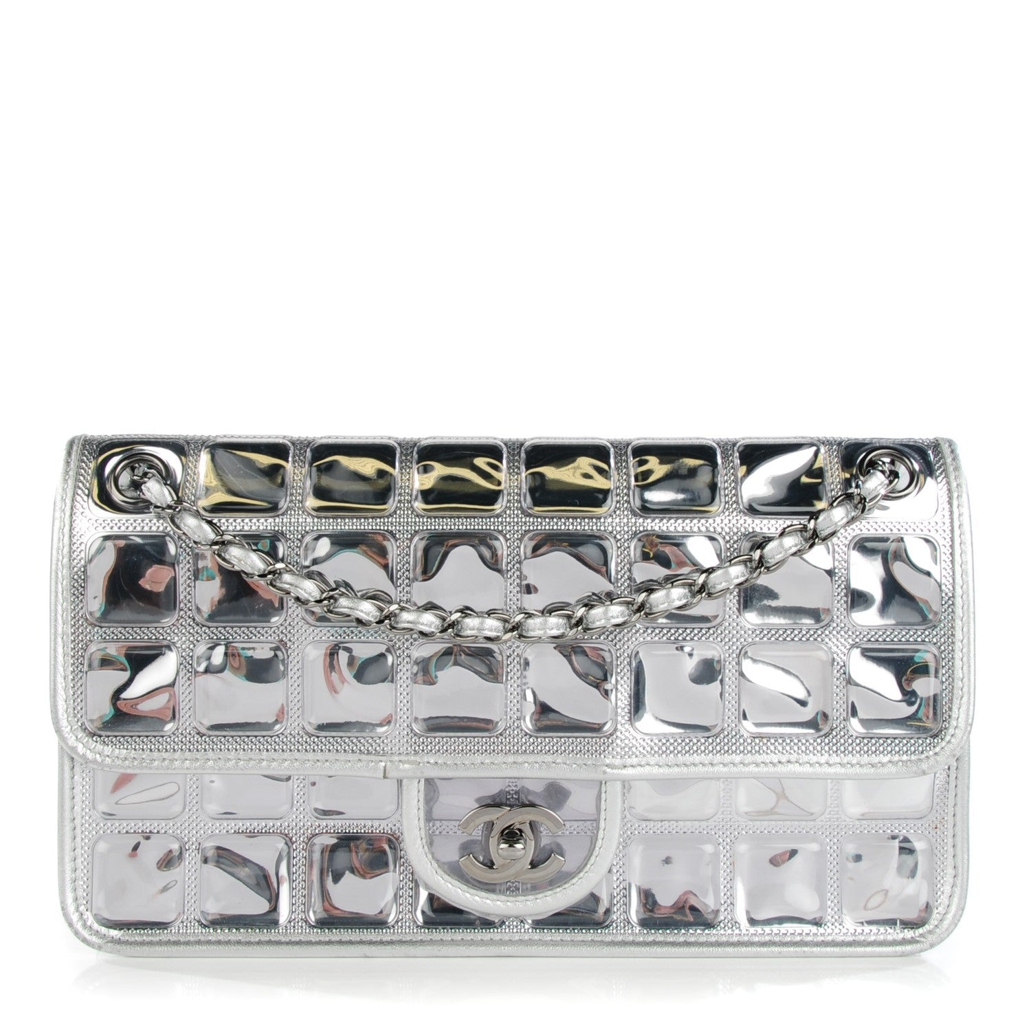 Chanel Vinyl Large Ice Cube Flap Silver 1 of 8