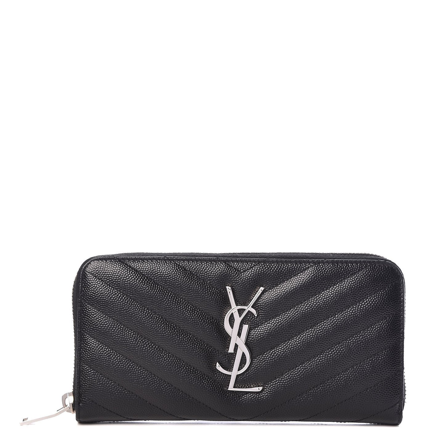 Grain De Poudre Matelasse Chevron Monogram Zip Around Wallet Black