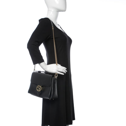 Gucci Dollar Calfskin Interlocking G Top Handle Shoulder Bag Black 2 of 9