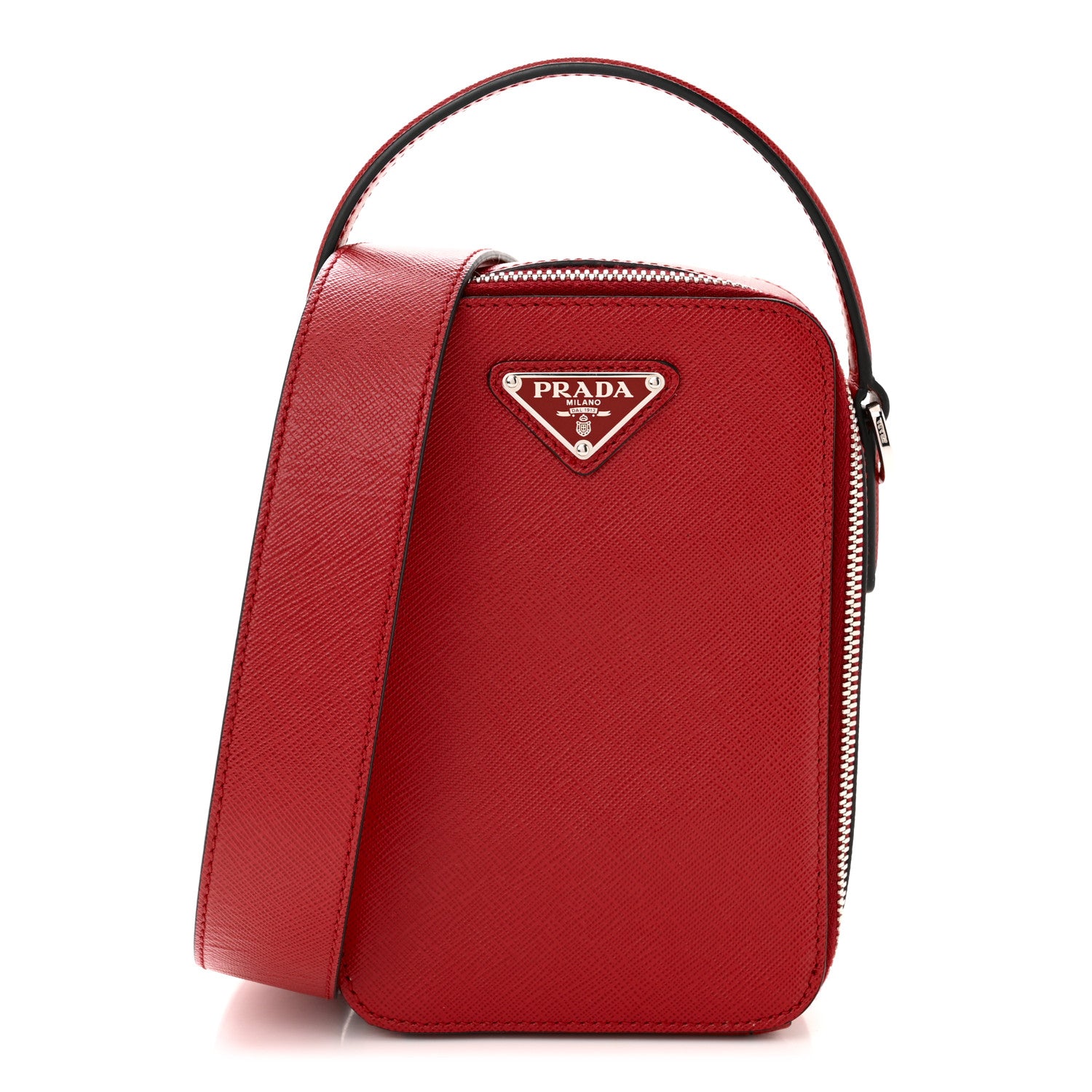 Prada Saffiano Travel Brique Crossbody Messenger Bag Fuoco 1 of 13