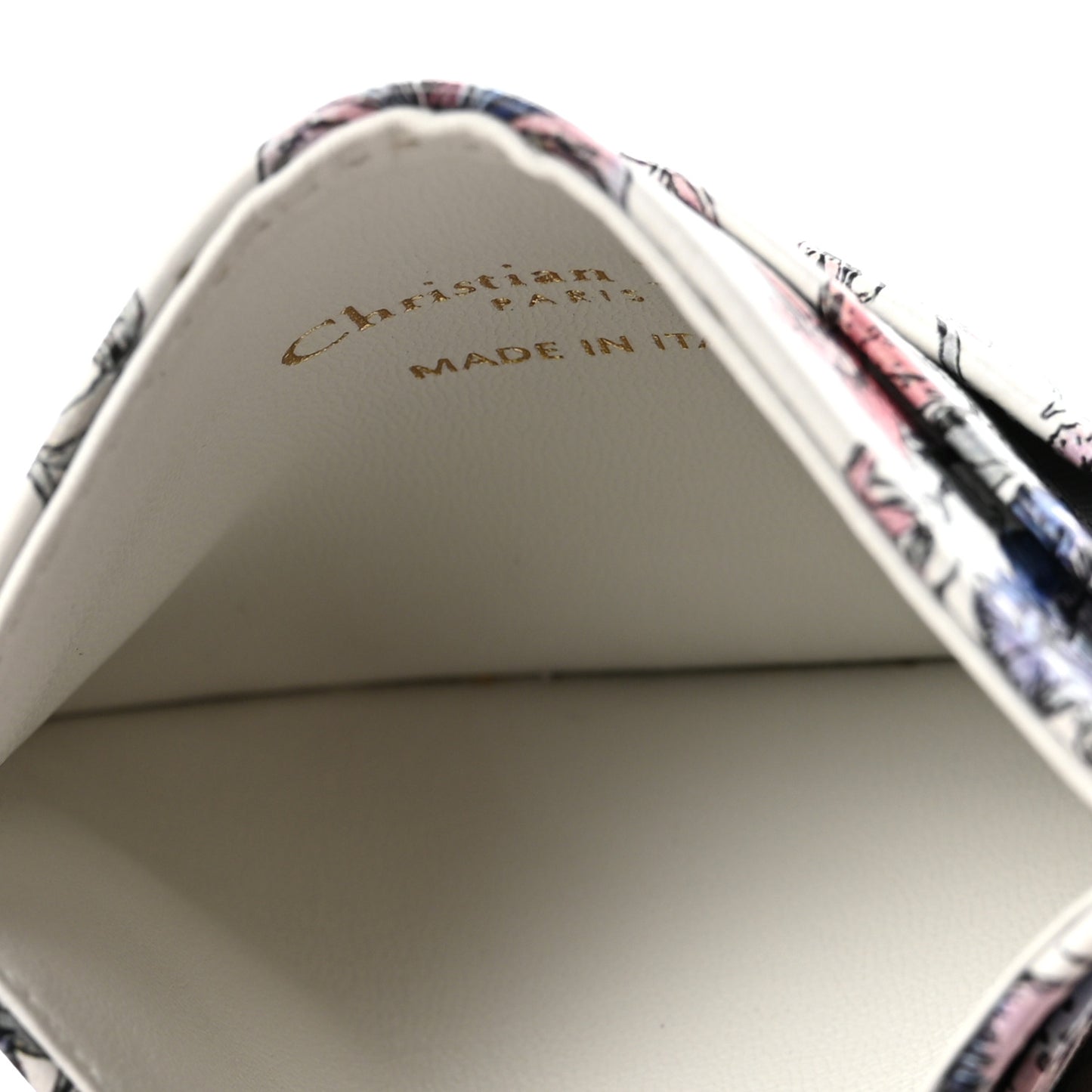 Calfskin Butterfly Printed Caro Five-Slot Card Holder White Multicolor
