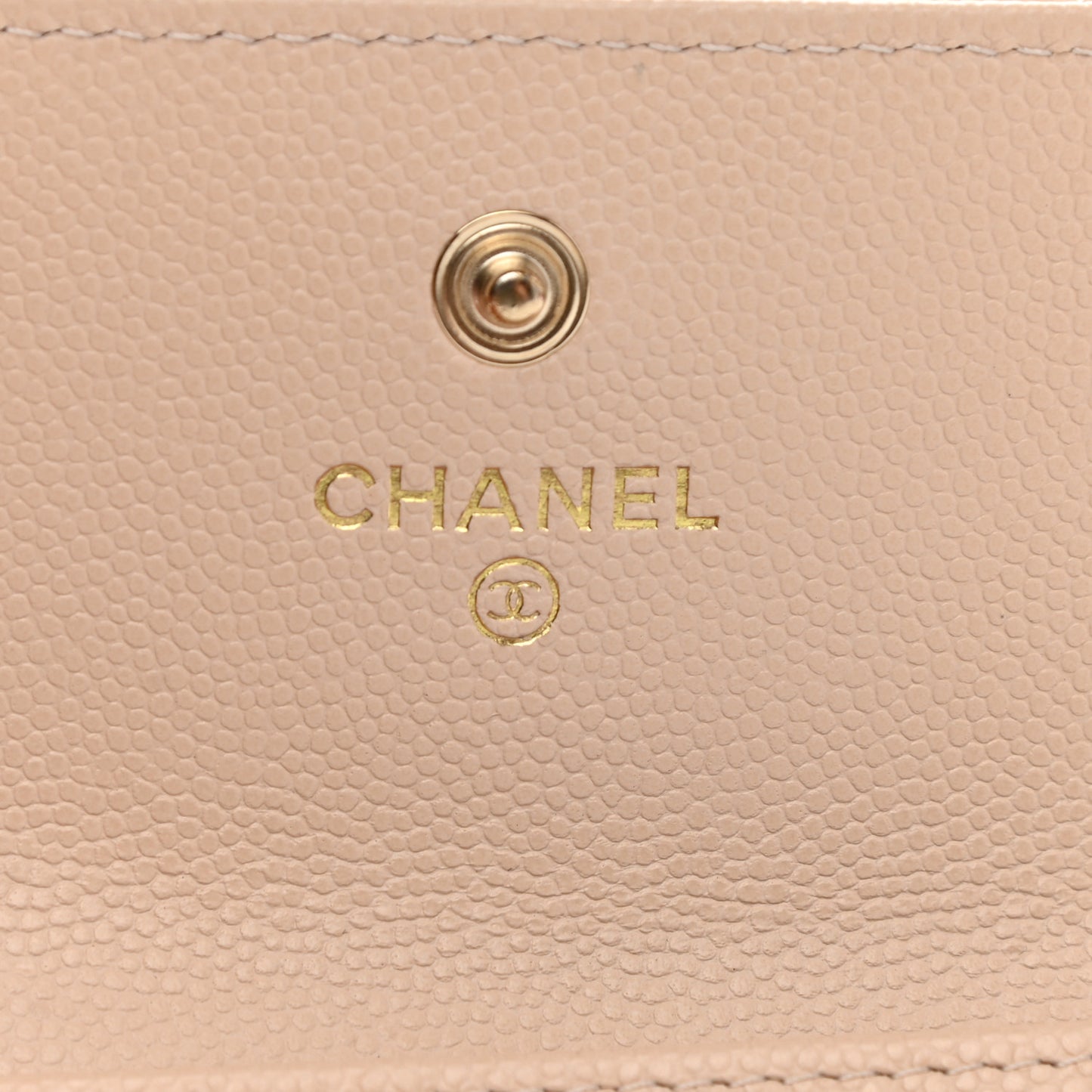 Caviar Pearl Quilted Coco Candy Flap Card Holder Beige