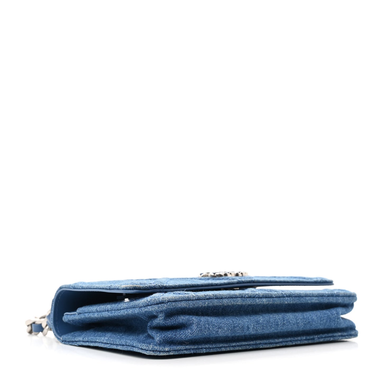 Denim Quilted Chanel 19 Wallet On Chain WOC Blue