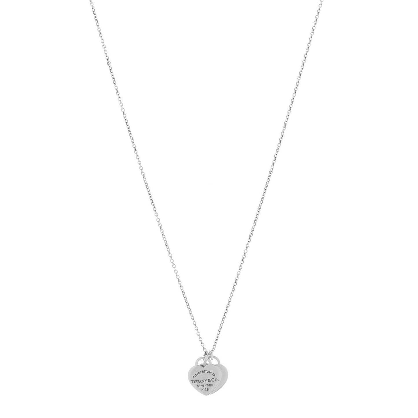 Sterling Silver Mini Return to Tiffany Double Heart Tag Pendant Necklace