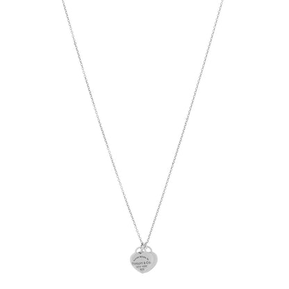 Tiffany Sterling Silver Mini Return to Tiffany Double Heart Tag Pendant Necklace 1 of 6