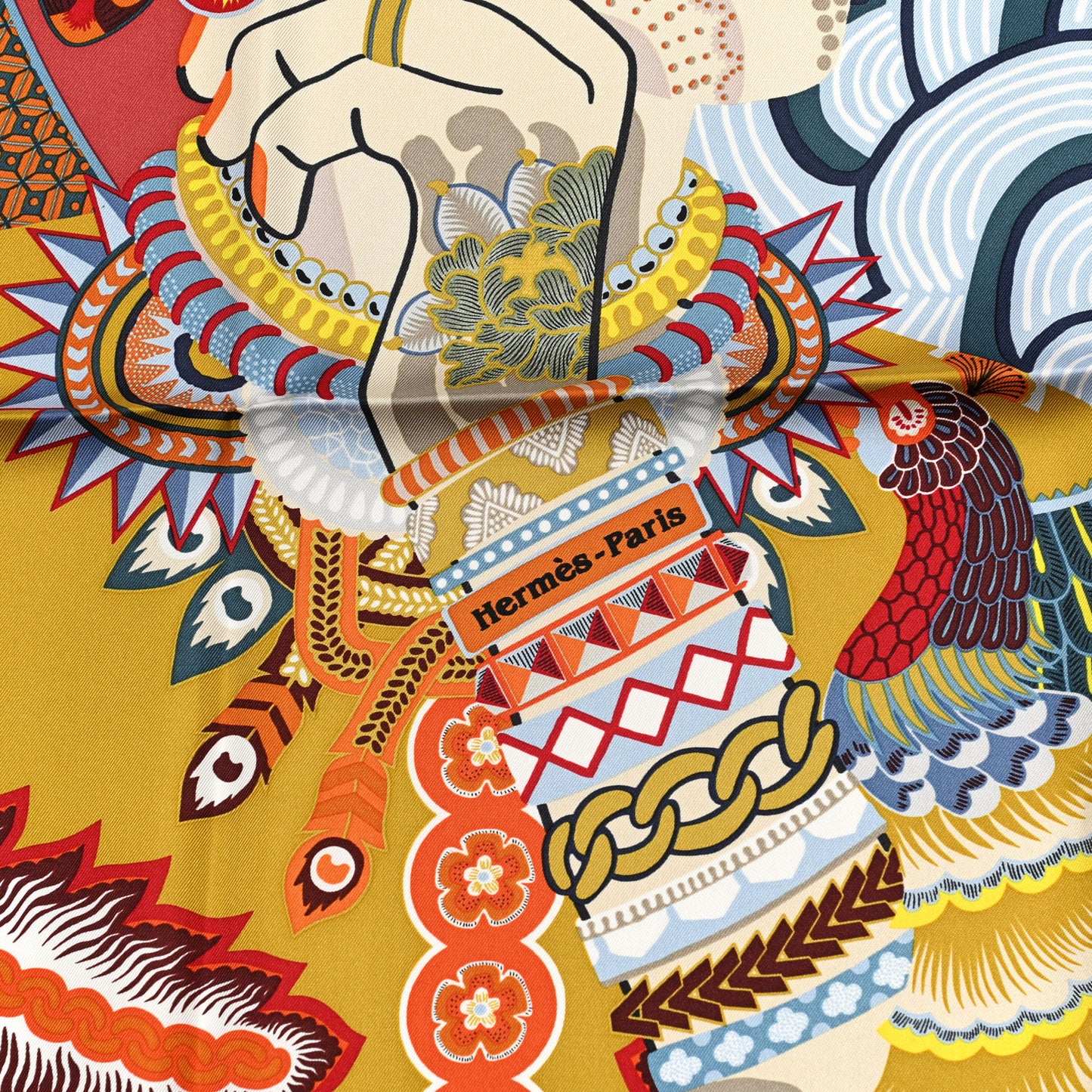 Silk Twill Duo Cosmique Scarf 90 Bleu Ciel Brique