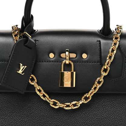Louis Vuitton Calfskin Taurillon Studded City Steamer One Handle Bag Black 6 of 8