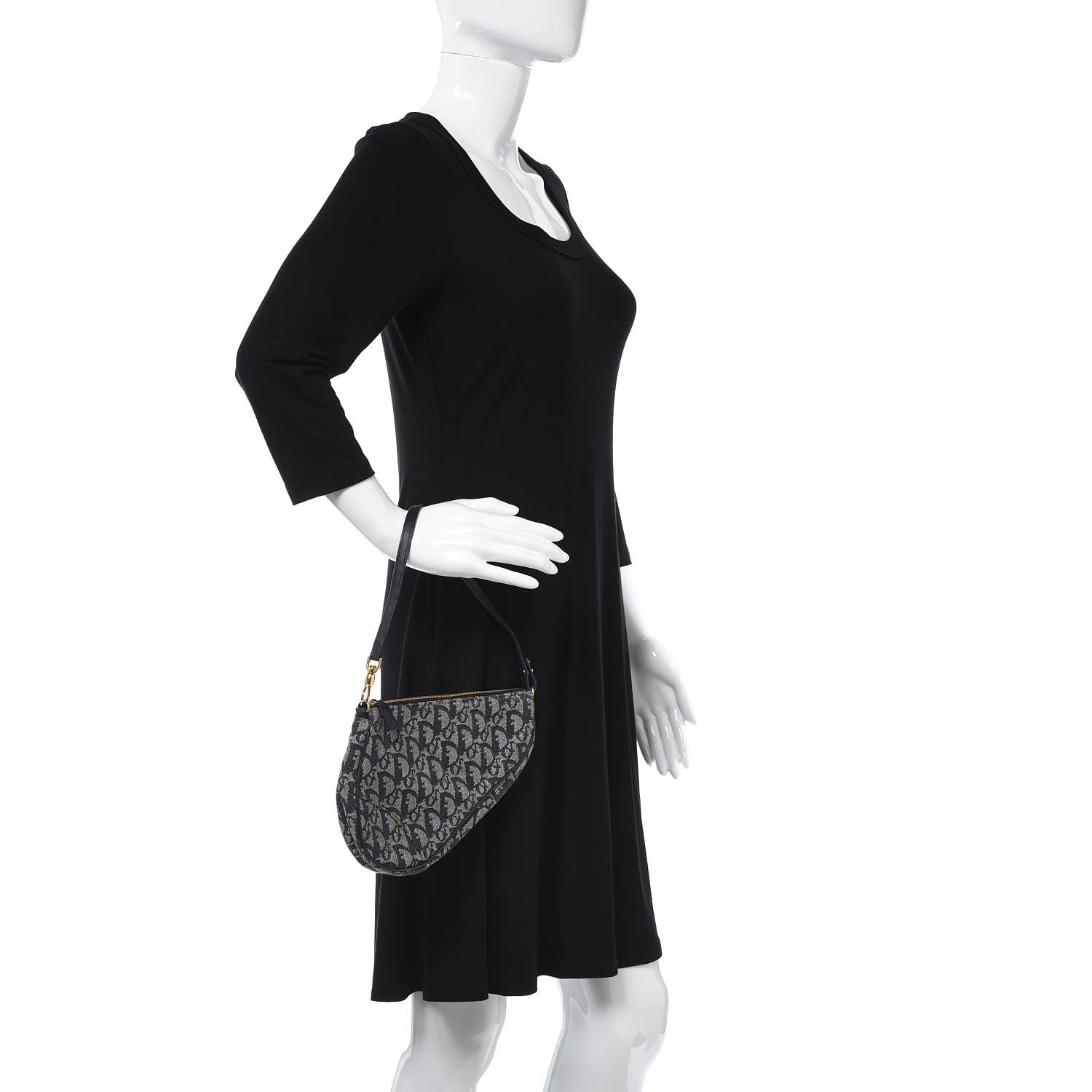 Christian Dior Monogram Mini Saddle Pochette Navy 2 of 7