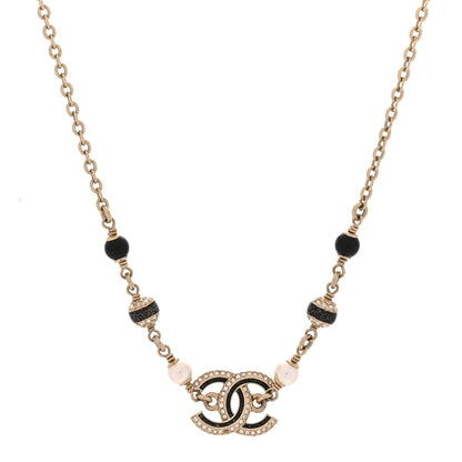 Chanel Glitter Enamel Crystal CC Beaded Choker Gold Black 1 of 4