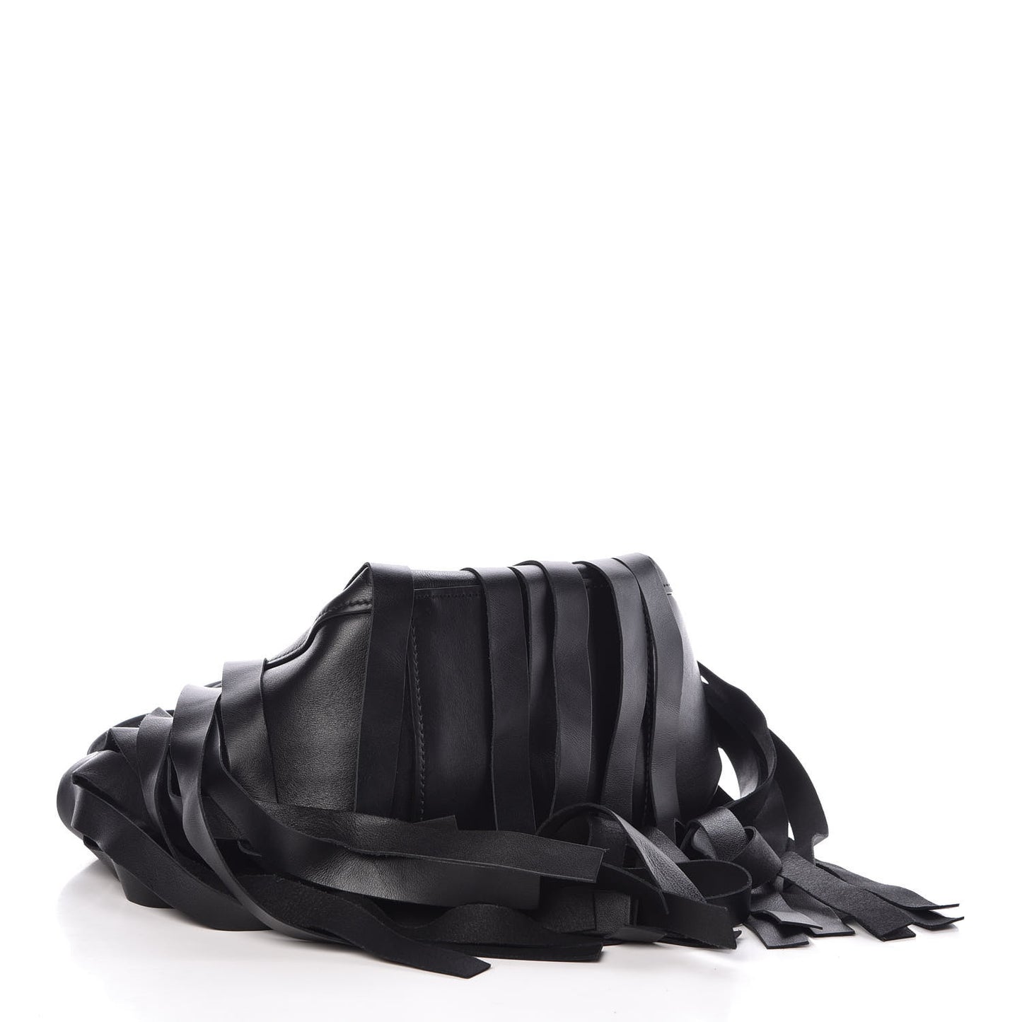 Calfskin XS Fringe Laundry Cabas Black
