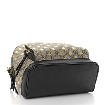 Gucci GG Supreme Monogram Bees Print Small Day Backpack Beige Oro Black 4 of 9