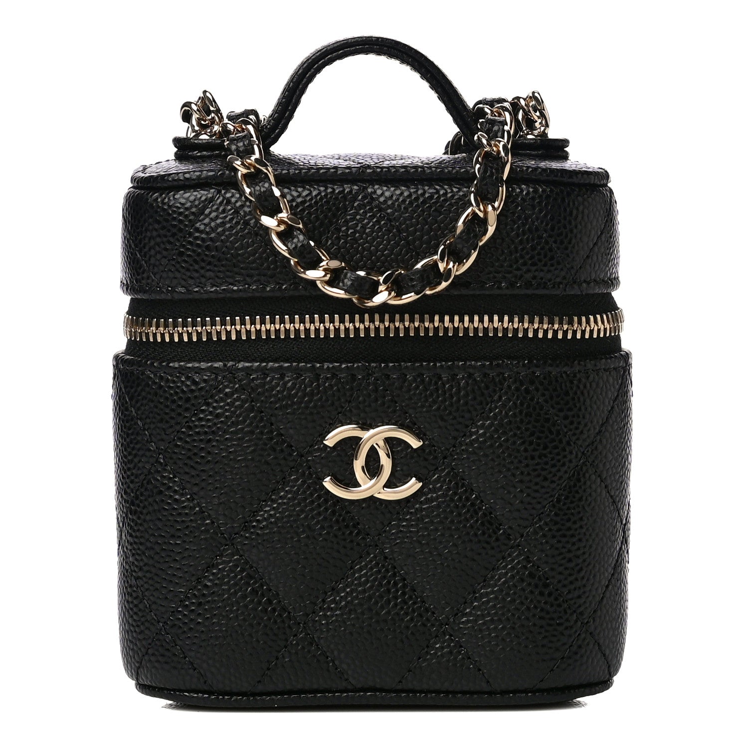 Chanel Caviar Quilted Small Handle With Care Vanity Case With Chain Black 1 of 7