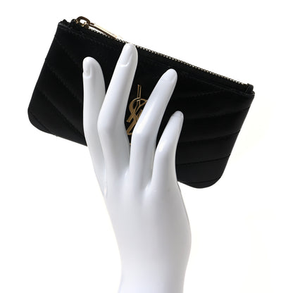 Saint Laurent Calfskin Matelasse Monogram Key Pouch Black 2 of 9