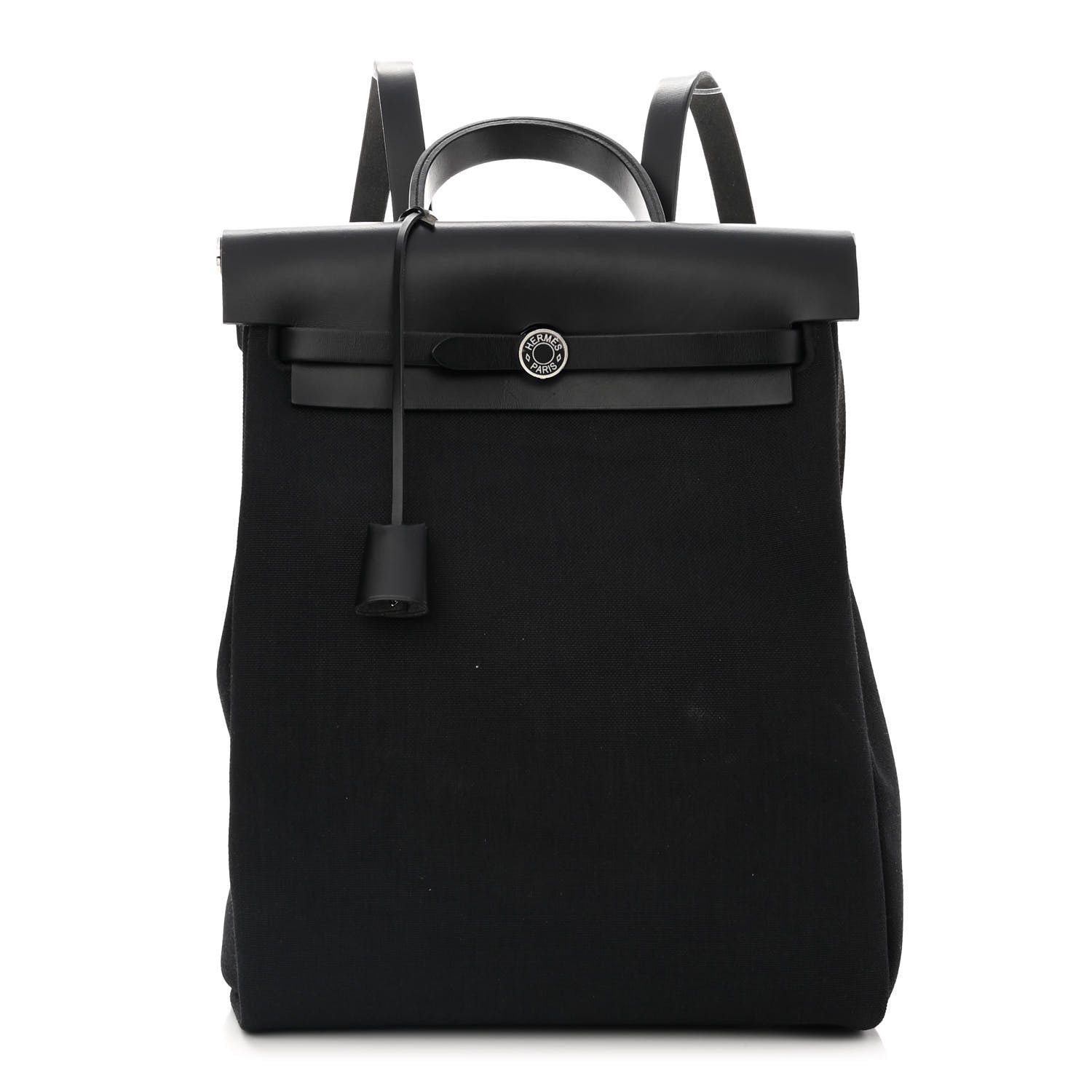 Hermes Toile Militaire Vache Hunter Laque Herbag a Dos Zip Retourne Backpack Black 3 of 11